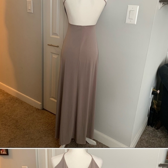 Taupe Floor Length Dress With 2 leg Slits Size M - Picture 7 of 8